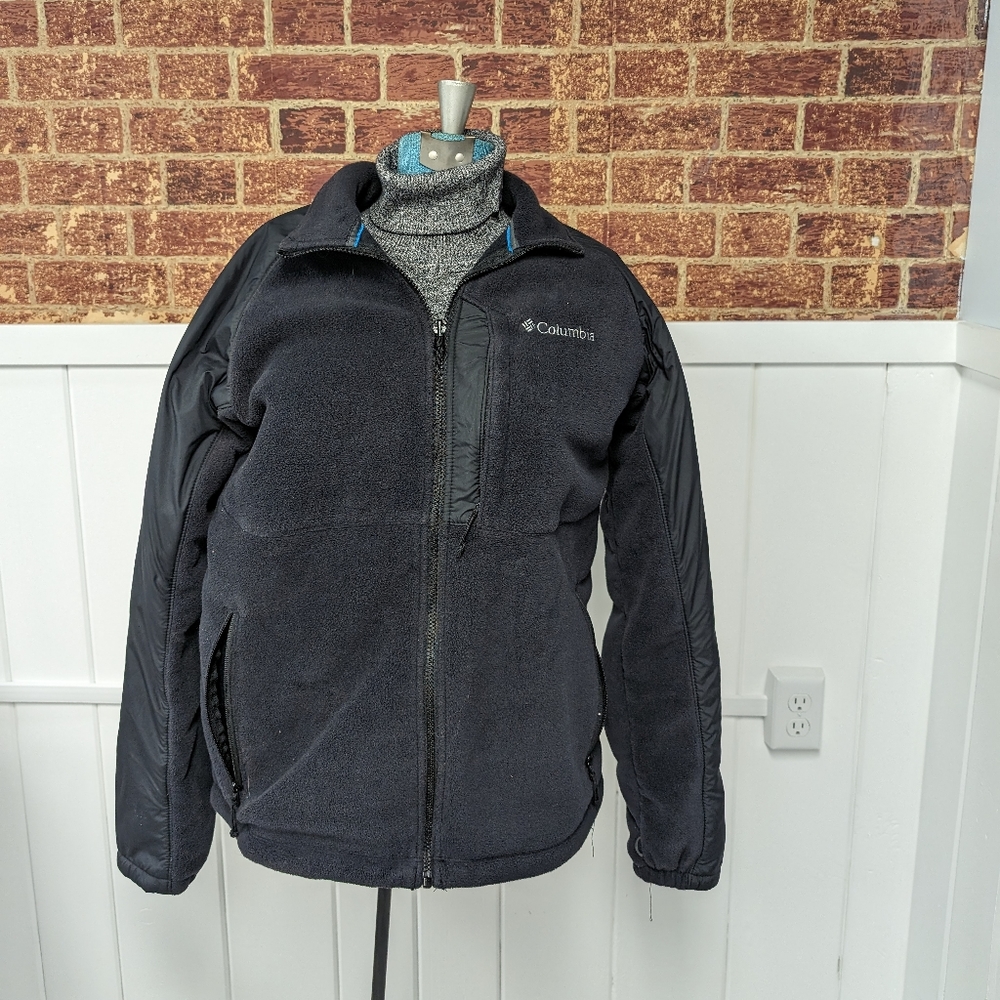 Columbia Black Full Zip Up Fleece Jacket with 3 Pockets, Men's L - SALE
